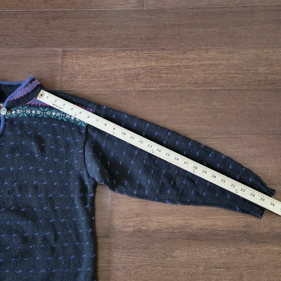 Vintage Alps Women's Nordic Style Wool Blend Pullover Sweater Size M Black/Blue - Picture 9 of 9